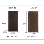 复古疯马皮长款钱包男士真皮三折钱夹多功能商务头层牛皮手拿包男